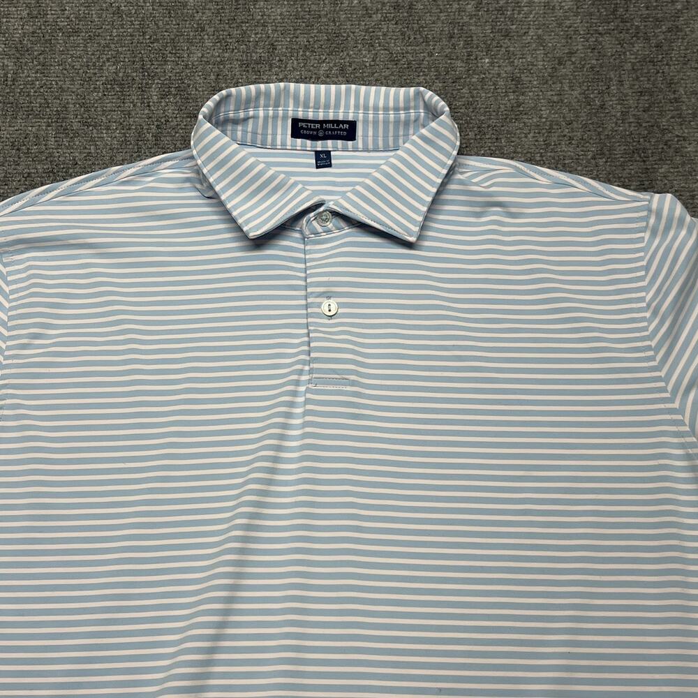 Peter Millar Crown Crafted Polo Shirt Mens XL Blue Stretch Performance Golf